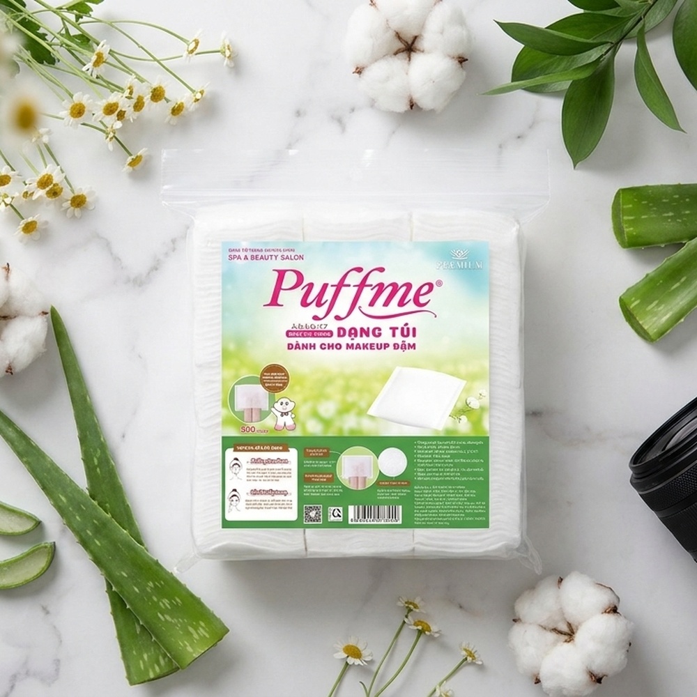 cotton_186439_B_ng_t_y_trang_Puffme_d_ng_t_i-2 Vị Muối Phan - Bông tẩy trang Puffme dạng túi 6*8cm, 500 miếng - Vị Muối Phan