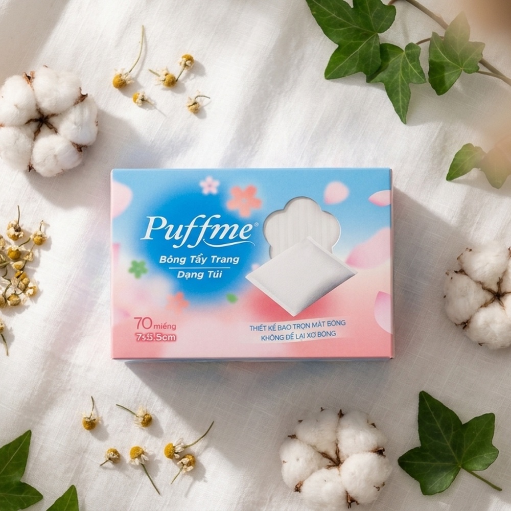 Vị Muối Phan - Bông Tẩy Trang Puffme dạng túi 70 Miếng - Vị Muối Phan