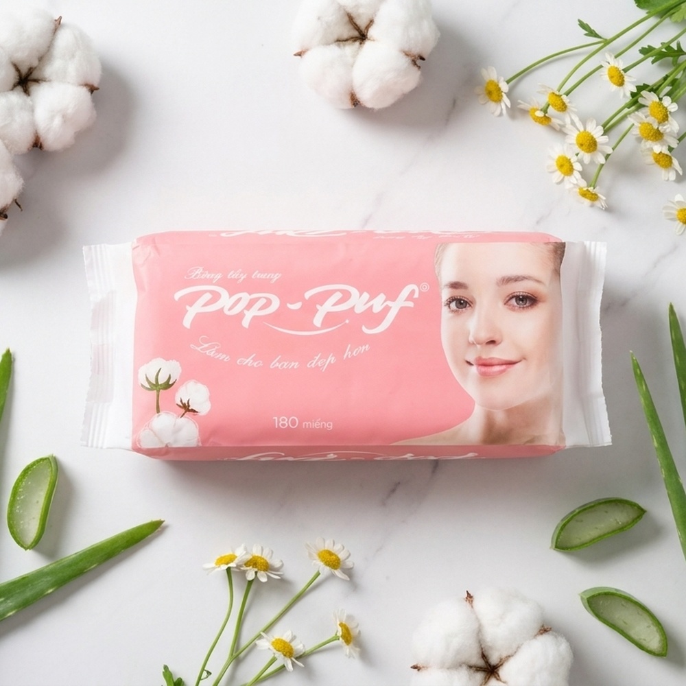 Vị Muối Phan - Bông Tẩy Trang Ép Biên Pop-puf 180 miếng - Vị Muối Phan