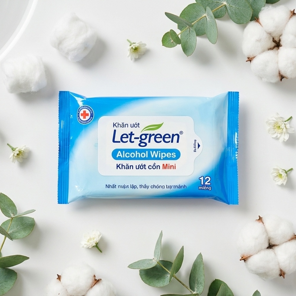 Vị Muối Phan - Khăn ướt cồn Let-green Mini 12 miếng - Vị Muối Phan